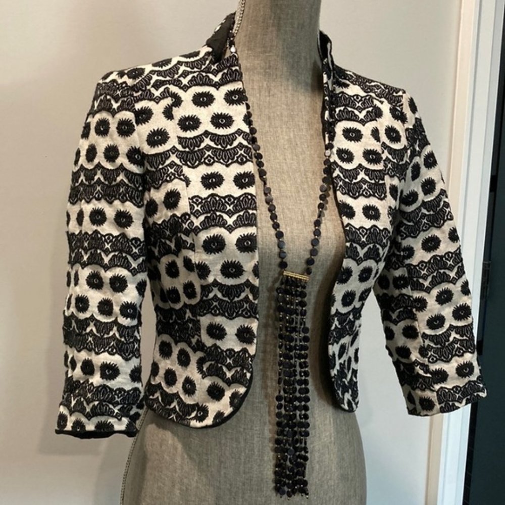Topshop Embroidered Jacquard Bolero Jacket 10